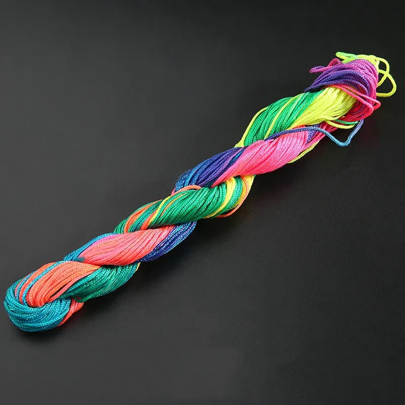 Color: Pink - 24m Polyester Braided Jade Thread For DIY Handmade Necklace Bracelet Trinket Pendant Braided Accessories Jewelry Making Finding
