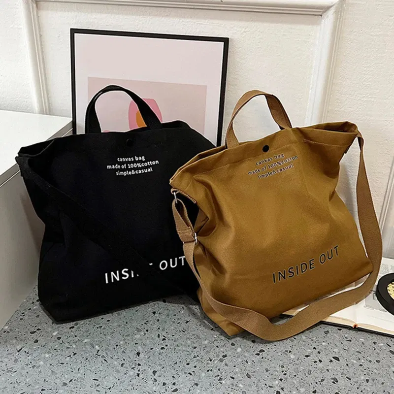 Color: Blue - High Quality Canvas Men and Women Simple Cross-body Bag Wash Canvas Thick Handbag Large Capacity Arts Students Package Satchel