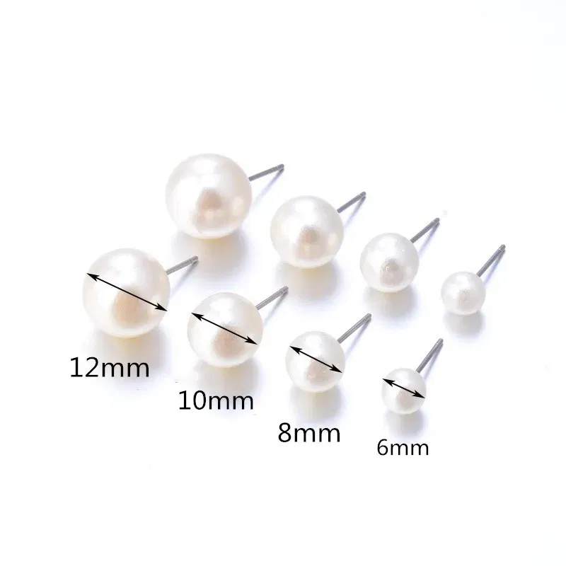 Metal Color: Light Yellow Gold Color - 12 Pairs White Simulated Pearl Earrings Set For Women Jewelry Big Small Ball Stud Ear Bijouteria Brincos Bijoux