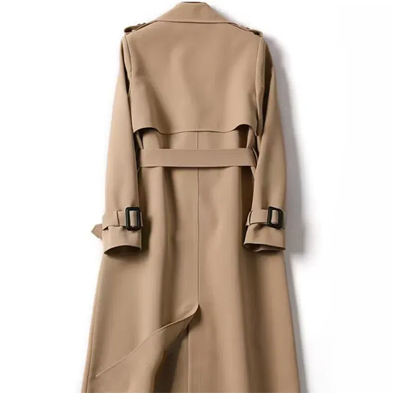 Color: Pink, Size: M - Autumn Winter Long Sleeve Trench Coat For Women 2024 Fashion Loose Office Lady Long Outerwears Jacket Coats Female Clothing