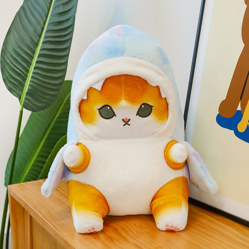 Color: CRIMSON, Height: 0-10cm - Funny Shark Cat Transformed Cat Doll Plush Toy for Kids, Kawaii Girl Rag Doll, Children's Pillow, Creative Gift, New Product
