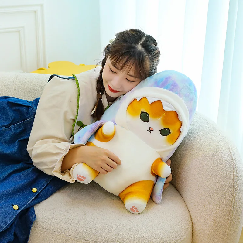 Color: CRIMSON, Height: 0-10cm - Funny Shark Cat Transformed Cat Doll Plush Toy for Kids, Kawaii Girl Rag Doll, Children's Pillow, Creative Gift, New Product