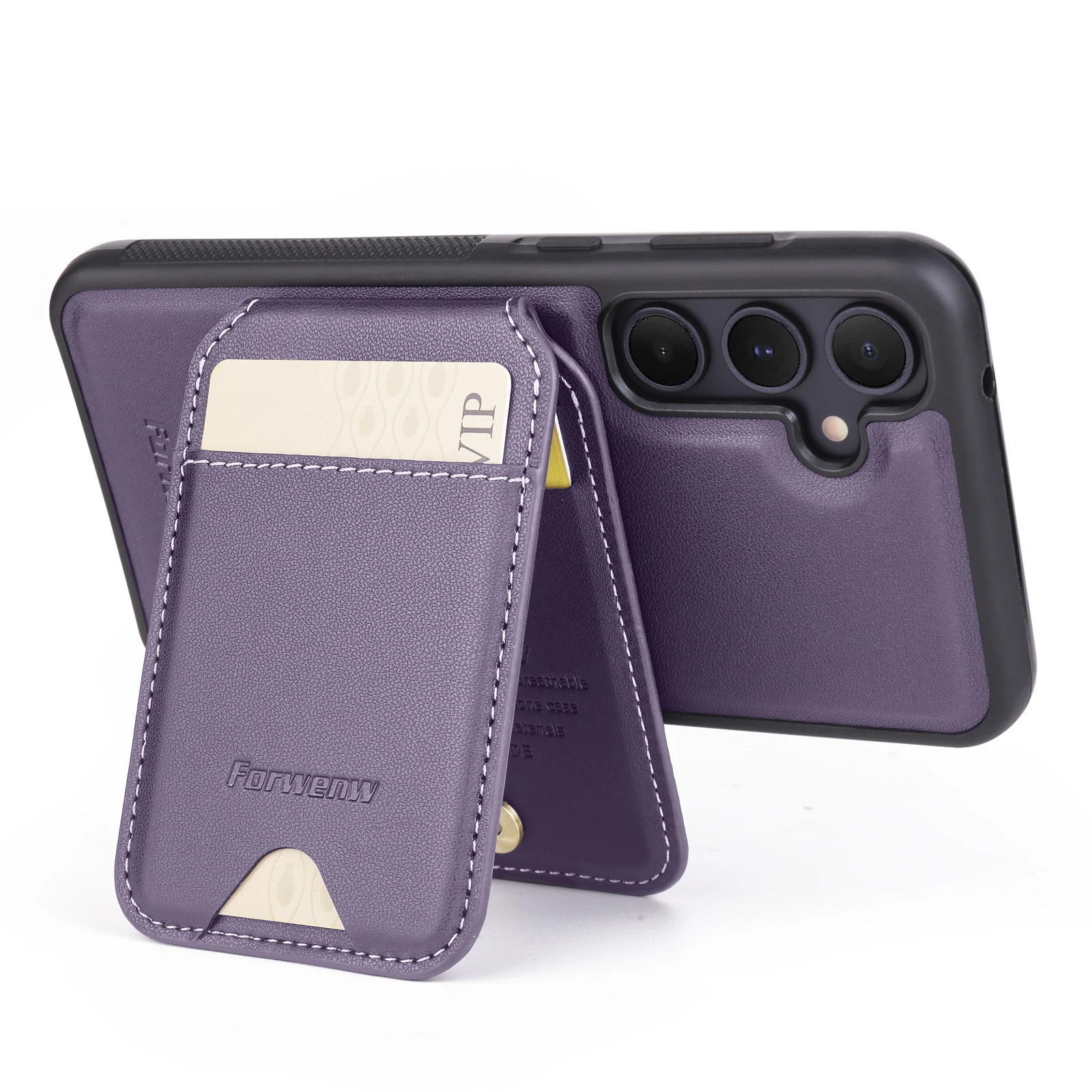 Color: PURPLE, Compatibility by Model: Galaxy A15 - Leather Case For Samsung Galaxy A16 A36 A56 A55 A35 A15 A25 S25 S24 Ultra S23 S22 Plus + 2 in 1 Detachable Vertical Wallet Cover