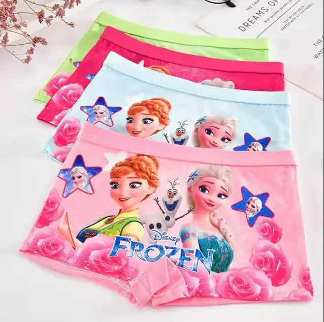 Color: Orange, Size: 12" - 1pcs Disney Frozen Pattern Panties Princess Anna Elsa Cartoon Print Baby Girl Underwear Summer Cotton Breathable Pants Clothing