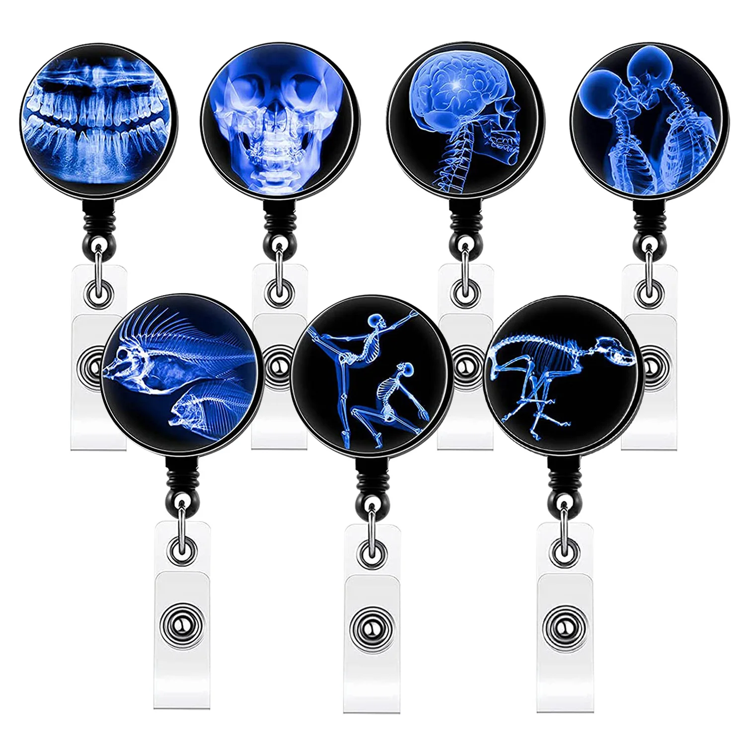 Color: Gold - X-Ray Badge Reel Retractable Radiology Badge Reel Holder Ct Rays Nurse Doctor Student Card Reel Clip Office Supply Recoil Badge