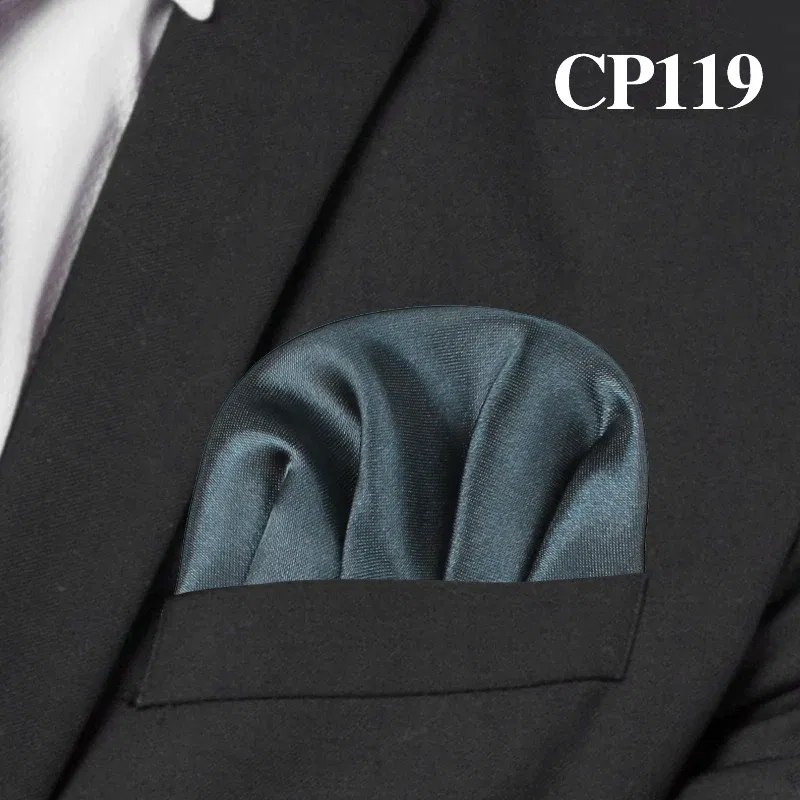 Color: Black Green - Fashion Solid Silk Satin Handkerchief Candy Color Suits Pocket Square For Men Business Chest Towel Hanky Suit Napkin Hankies