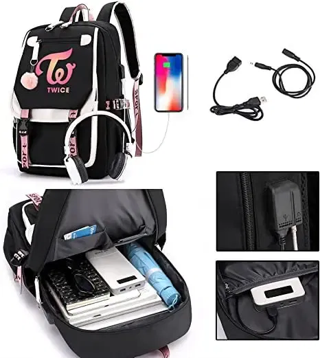 Color: Blue - Anime Hedwig Night Owl Backpack Nylon School Book Student Travel Bags Laptop Casual USB Port Messenger Bag