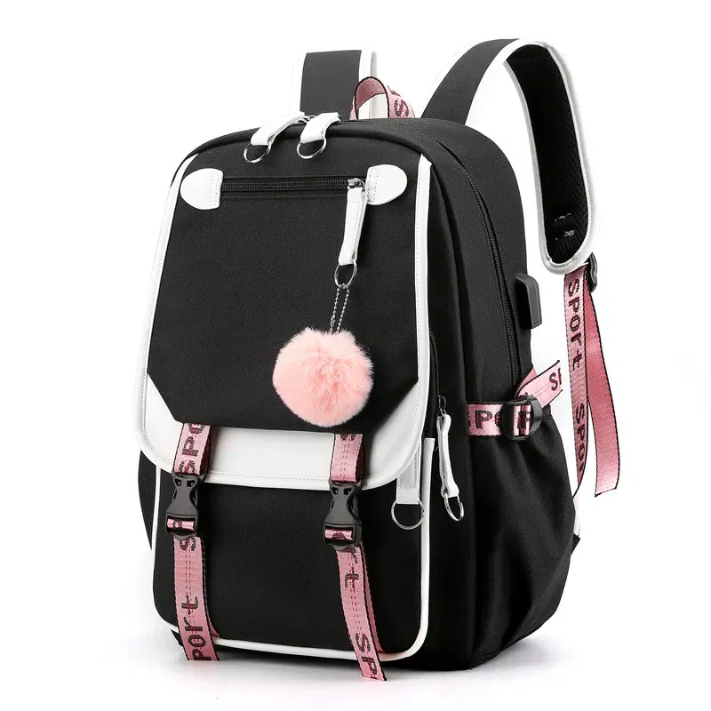 Color: Blue - Anime Hedwig Night Owl Backpack Nylon School Book Student Travel Bags Laptop Casual USB Port Messenger Bag