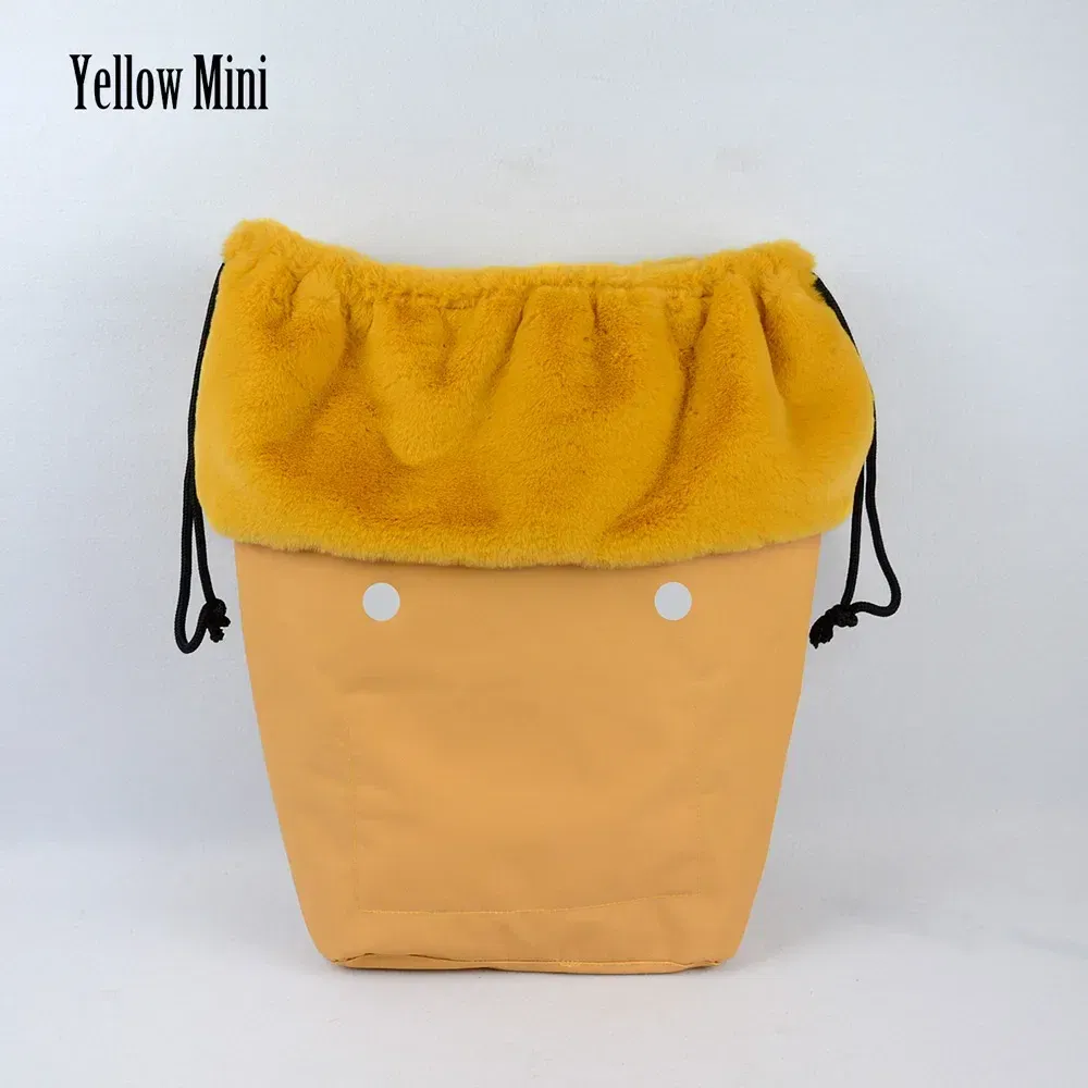 Color: Lavender - 2025 Winter O Bag Large Capacity Classic Mini Plush Fur Furry Organizer Top Drawstring Colorful Inner Insert for Obag Winter