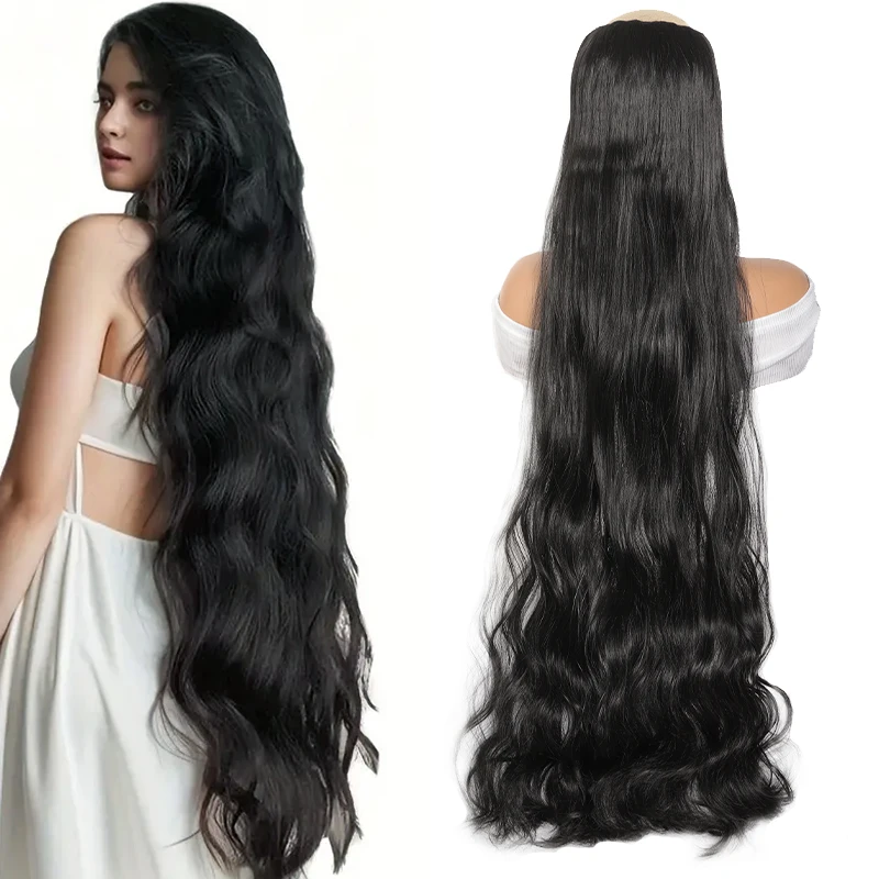 Color: Red, Ships From: CHINA, Stretched Length: 38inches - 40 inch ultra long wavy hair clip hair extensions synthetic wigs women's wigs suitable for parties cosplay and various occasions