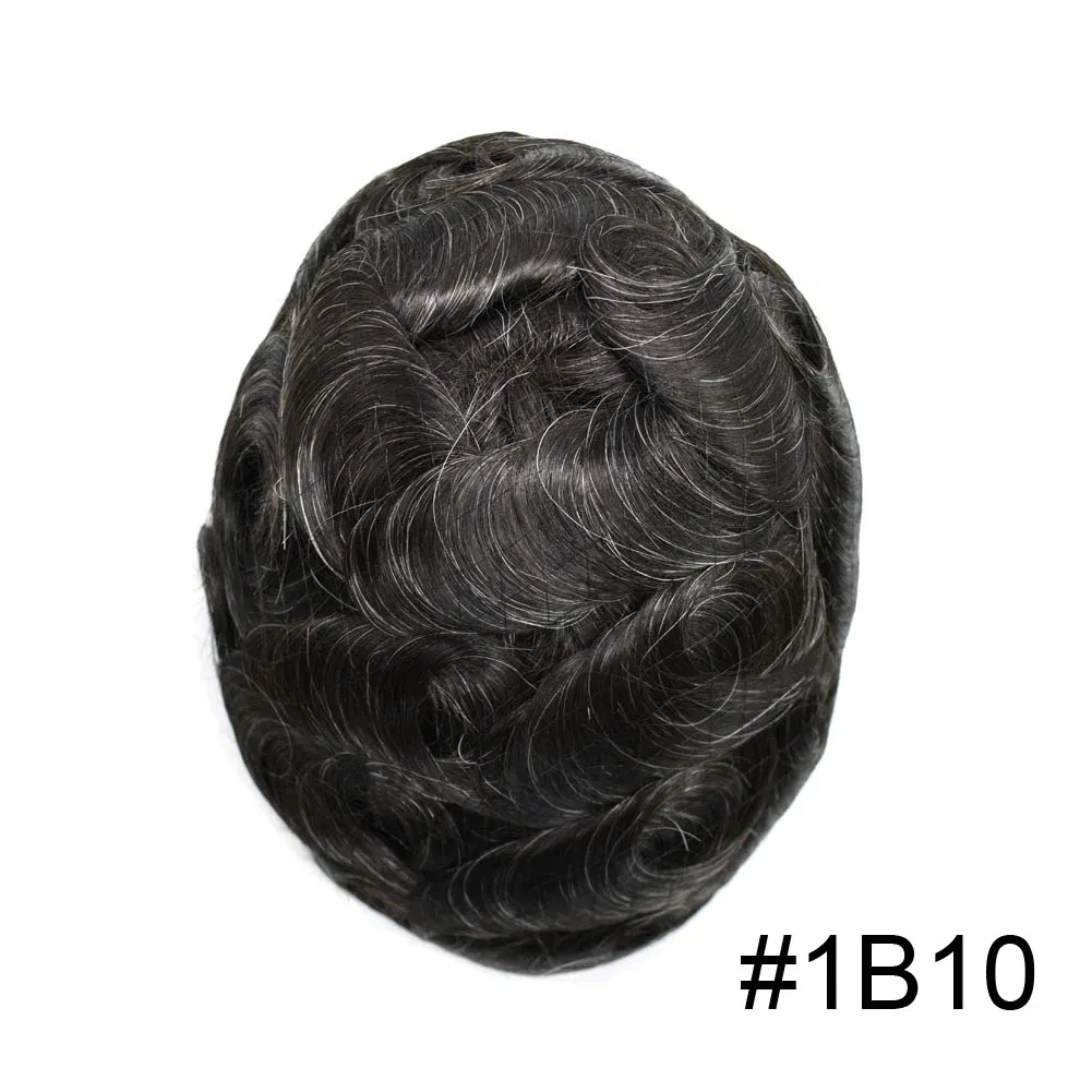 Toupee Color: 1B10#, Toupee Density: 100%, Length: 6 inches, Ships From: CHINA, Toupee Size: 8x10 - Men Toupee Hair Systems Ultra Thin Skin 0.06MM V-LOOP Capillary Prosthesis Invisible Hairline Real Human HairPieces Hair Units