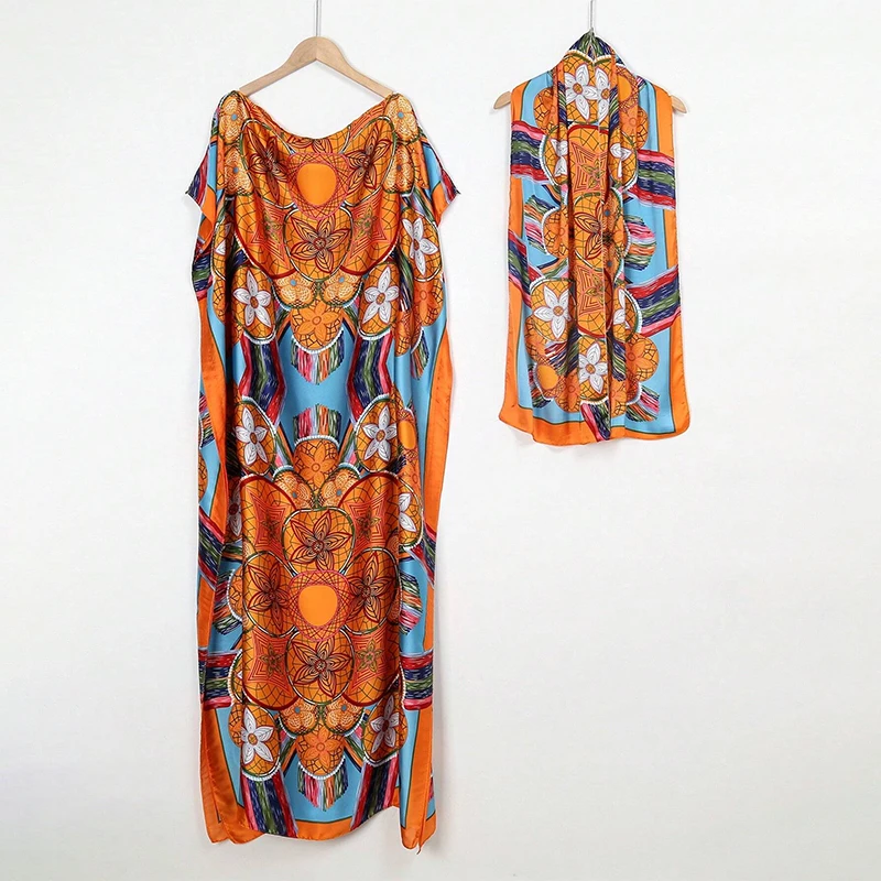 Color: Orange, Size: One Size, Ships From: CHINA - Middle Eastern Women And Clothing, Muslim Robe, Malay Indonesian Dress Printed Sleeveless Elegant Robe