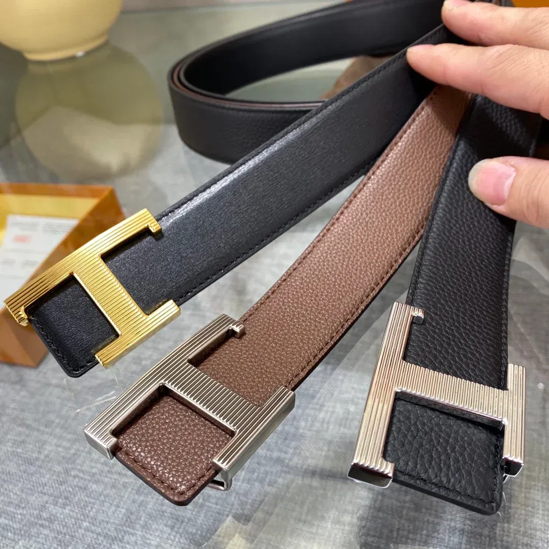 Color: Gold, Belt Length: 120cm - New Style Leather Belt for Men and Women, Classic Cowhide T Buckle Design Belt, Light Luxury, Classic and Versatile Gift