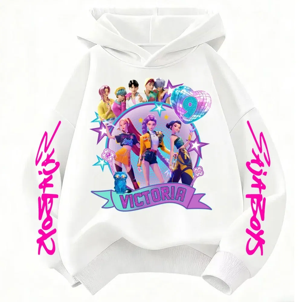 Color: Dark Grey, Kid Size: 6 - Movie Kpop Demon Hunters Shining light ball Hoodie Men Women Cartoon Fashion Sweatshirt Male Casual boys&girls Pullover Hoodies