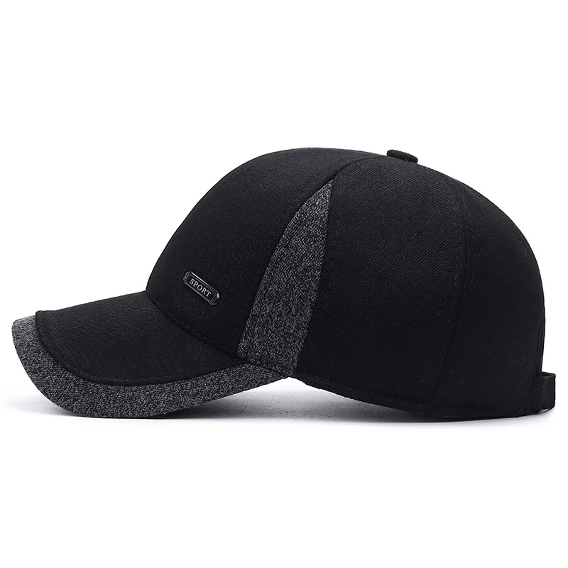 Color: LIGHT GRAY, Size: Adjustable - Auturnn Thick Warm Men Winter Baseball Cap With Ear Flaps, Ideal choice for Gifts