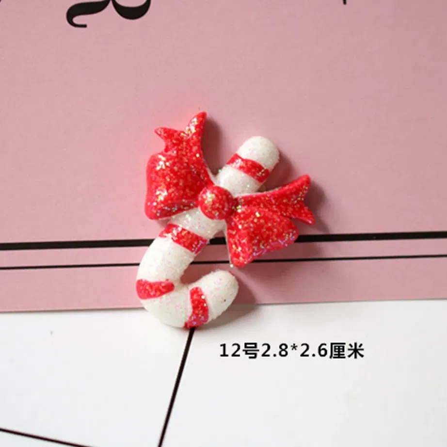Color: PURPLE - 100pcs/lot Glitter Christmas tree snowman 3D resin patch for diy fridge magnet phone hair accessories wholesale
