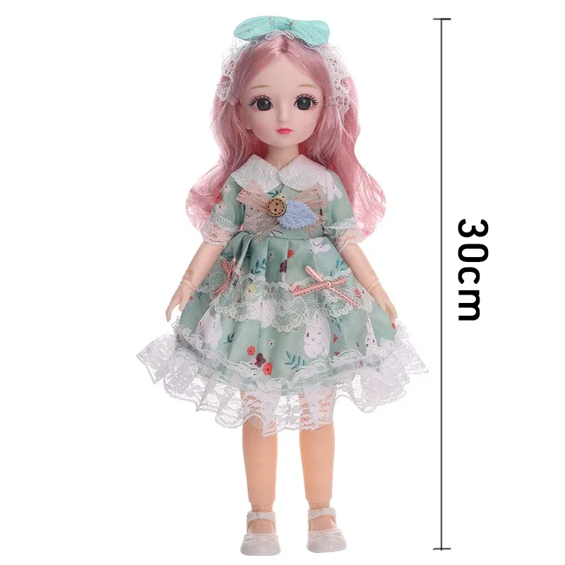 Color: Gold - 30CM BJD Doll Clothes Girl Dress Up Makeup DIY Toys  Accessories Dress Princess Doll House Set Children Humanoid Doll Girl Gifts