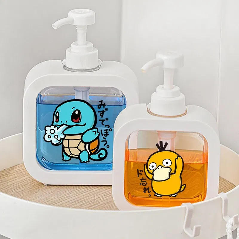 Color: WHITE - 1PCS Pokemons Soap Dispenser White Liquid Lotion Hand Pump Soap Dispenser Refillable Shampoo Bottle Plastic Hand Soap Dispenser