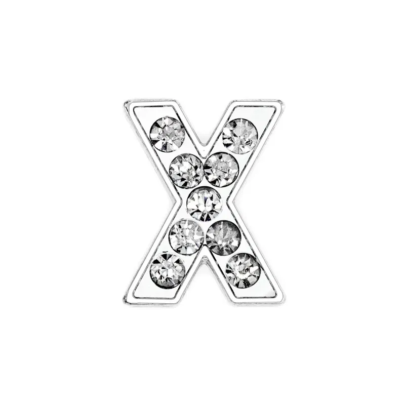 Color: SKY BLUE - Rhinestone Slide Charms Letters For Jewelry Making Women Bracelet 8mm Alphabet A-Z Pet Collar Necklace DIY Accessories Gift