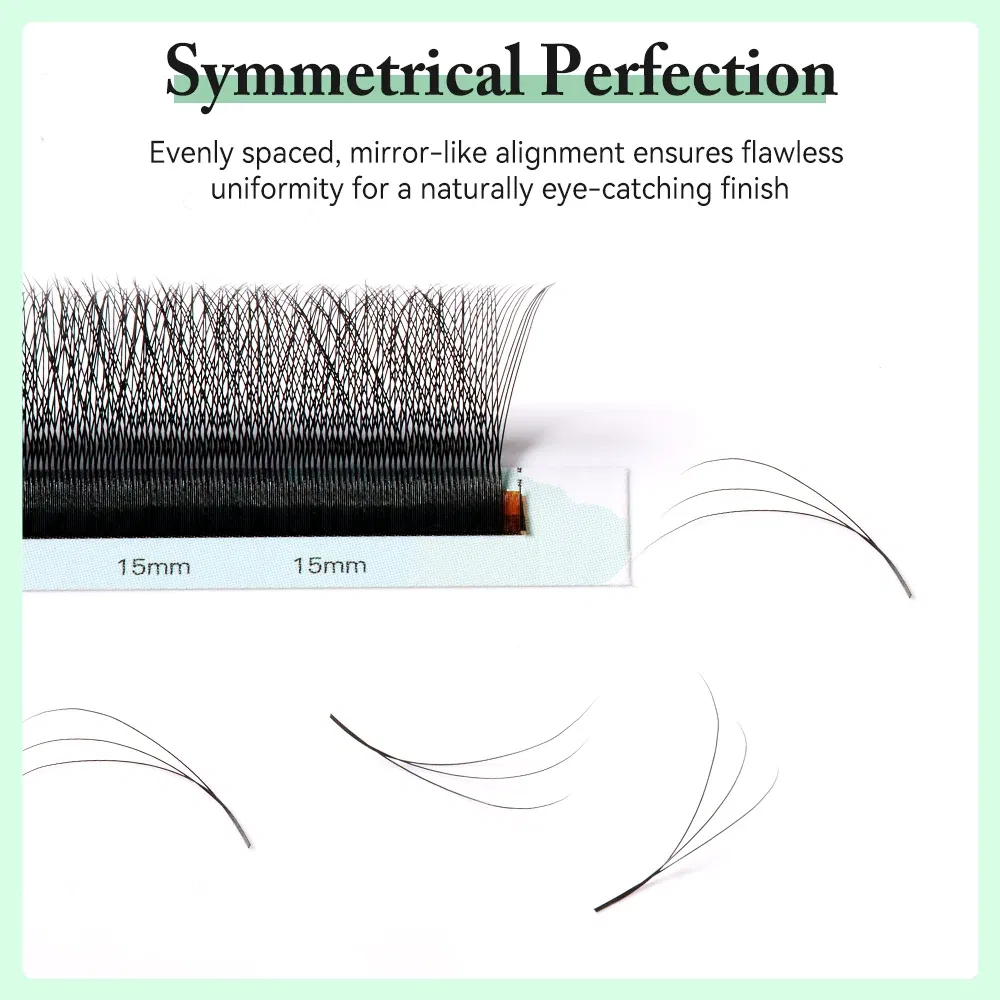 Curl: B, Thickness: 0.10mm, Length: MIX - Yelix Smaller Opening 3D Lashes Narrow 3D W Shape Eyelash Extension Premade Volume Fan Lashes Natural Soft Eyelash