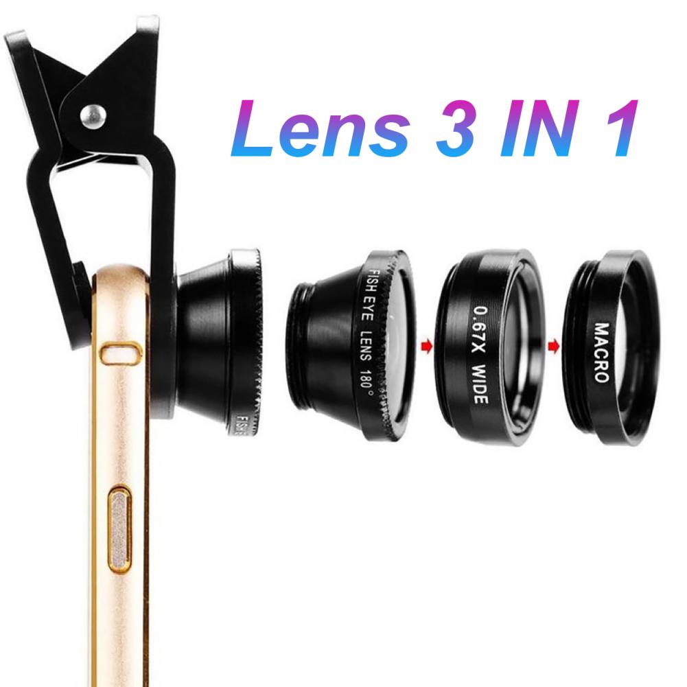 Color: black - New Wide Angle Macro Fisheye Lens Camera Kits Mobile Phone Fish Eye Lenses With Clip 0 67x For Iphone All Cell Phones