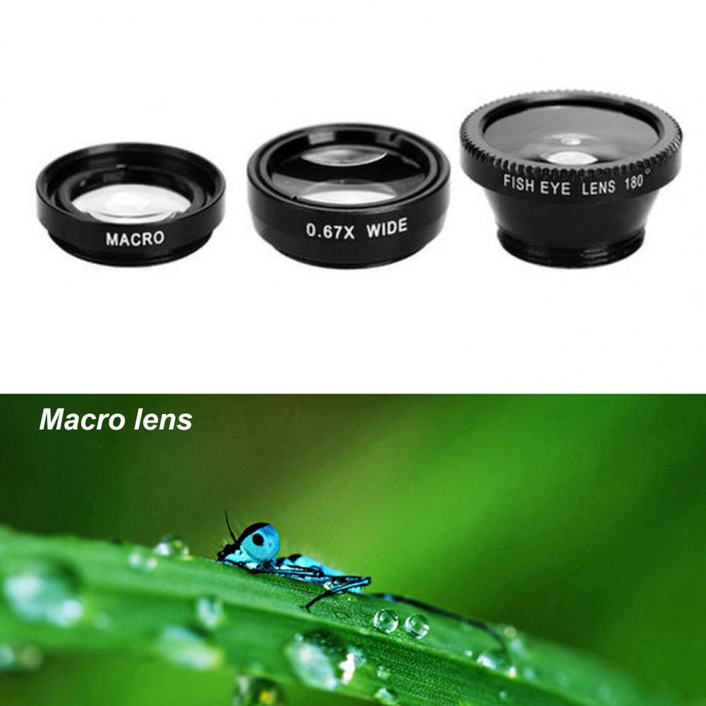Color: black - New Wide Angle Macro Fisheye Lens Camera Kits Mobile Phone Fish Eye Lenses With Clip 0 67x For Iphone All Cell Phones