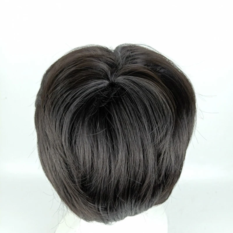 Color: WHITE, Bulk Buy: 1pc - Fashion Men Synthetic Black Short Wig With Middle Parted Bang DIY Styling Wig for Men Daily Wear Toupee Hairpieces Straight Hair
