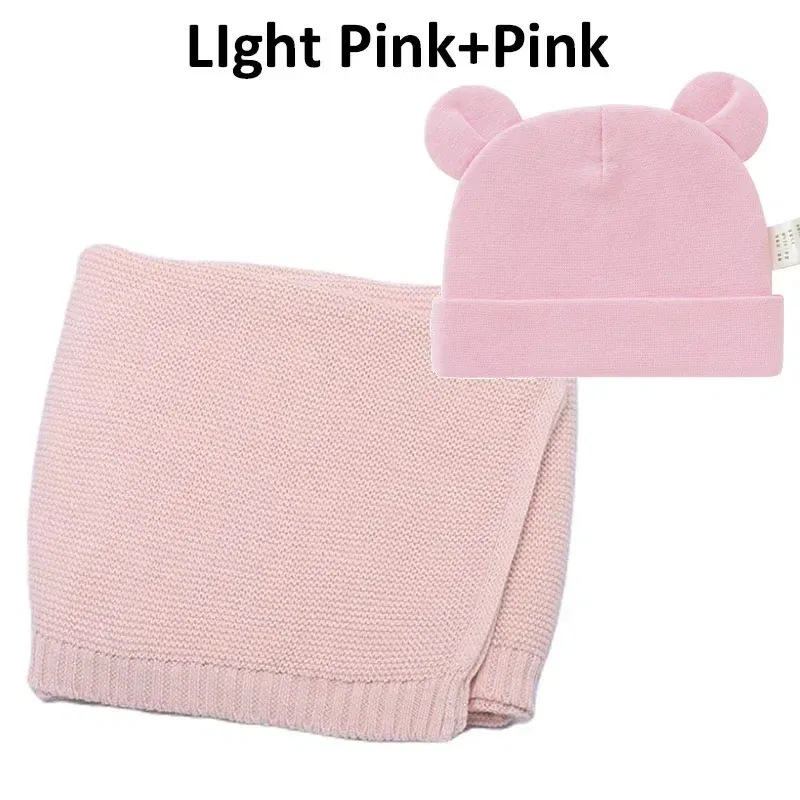 Color: Dark Grey, Size: Option 2, Ships From: CN - Personalized Baby Name Newborn Cotton Beanie and Knitted Blanket Set Embroidered Name Covering and Cute Hat Gift Set