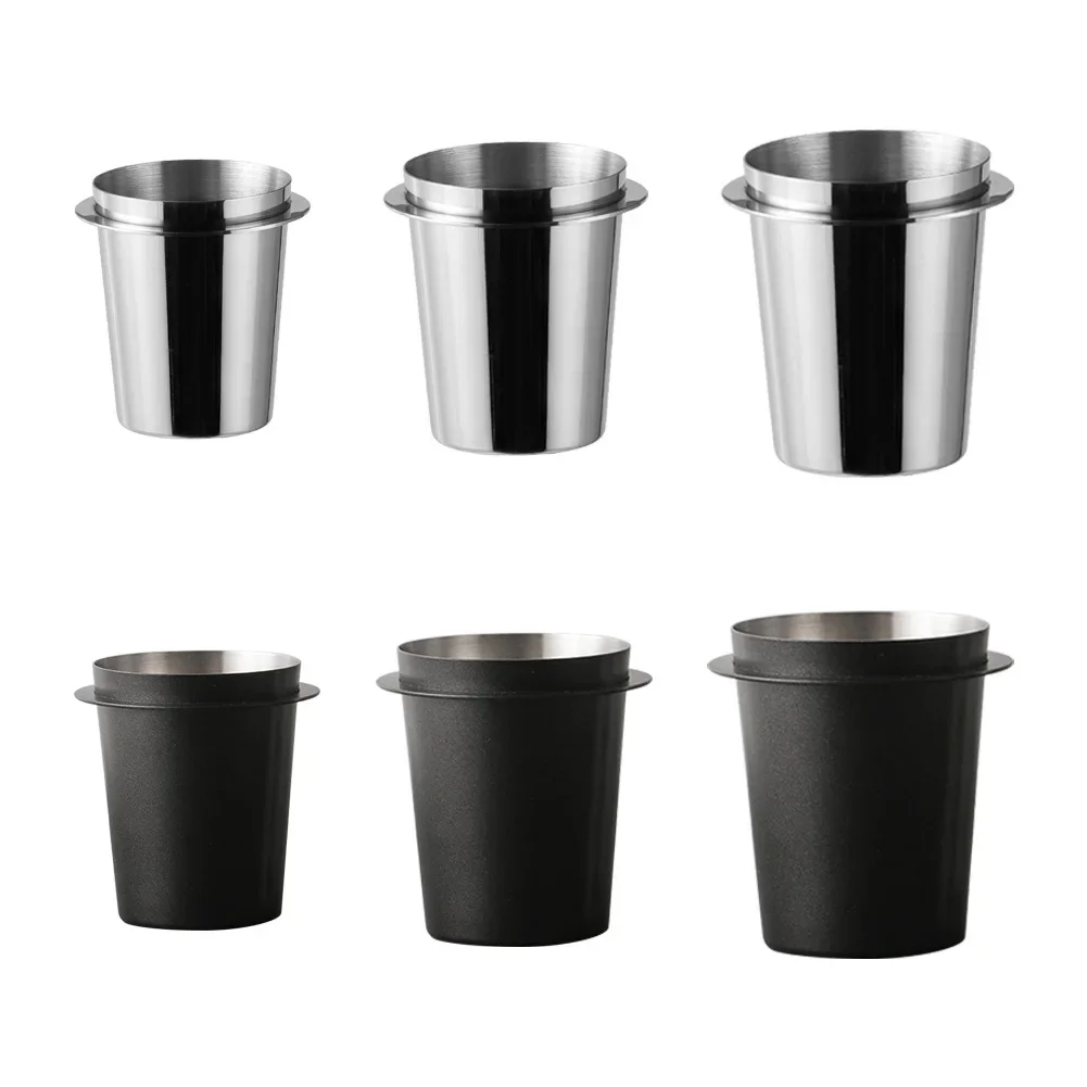 Color: WHITE - Coffee Dosing Cup 51/54/58mm Coffee Bean Measuring Cups Stainless Steel Replacement Cafe Barista Tool for Espresso Machine