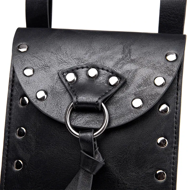 Color: black - Medieval Retro Waist Bag Viking Style Hanging Belt Coin Purse Knight Fanny Pack Portable Men Women Money Pouch Costume Props