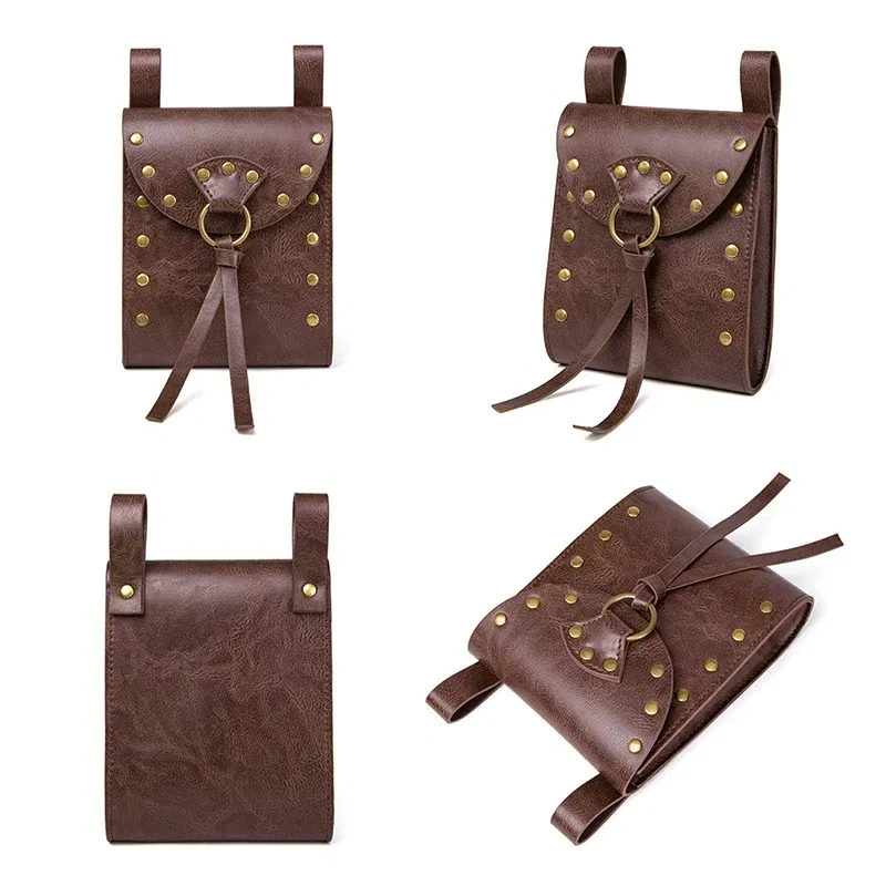 Color: black - Medieval Retro Waist Bag Viking Style Hanging Belt Coin Purse Knight Fanny Pack Portable Men Women Money Pouch Costume Props