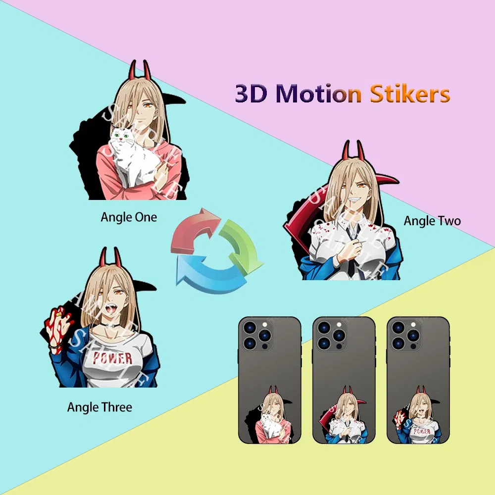 Color: WHITE - Anime Mini Motion Stickers Pochita Power Denji Chainsaw Man Attack on Titan Decals for Phones,cup,laptop,Etc.Waterproof
