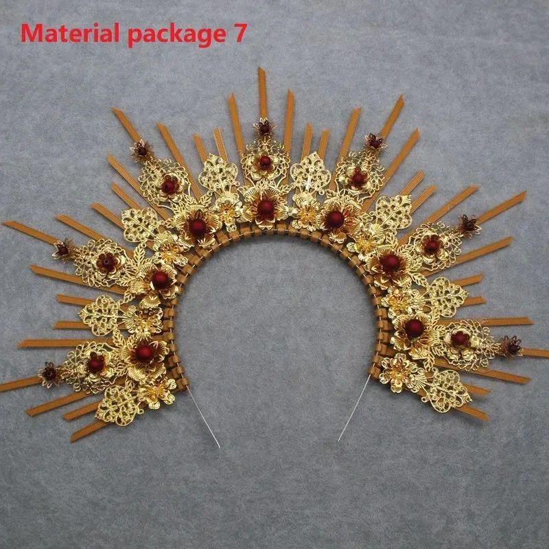 Color: Yellow - MATERIAL PACKAGE Sunburst Goddess Gold Spike Mary Halo Crown Headpiece NYLON ZIP TIE Wedding Bride Hair Band Tiar