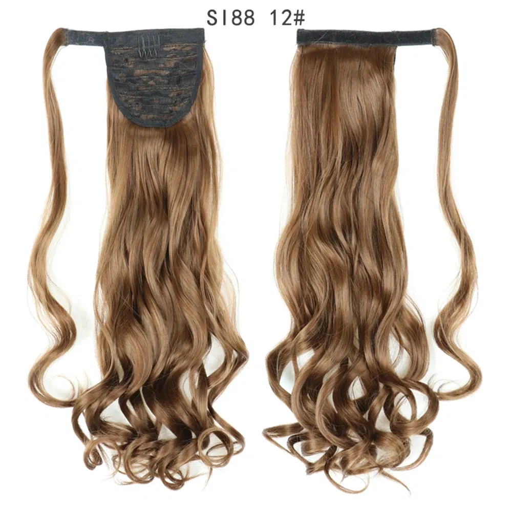 Color: T1B/33/27 - LINWAN Synthetic Long Straight Wrap Around Clip In Ponytail Hair Extension Heat Reistan Pony Tail Fake Hair