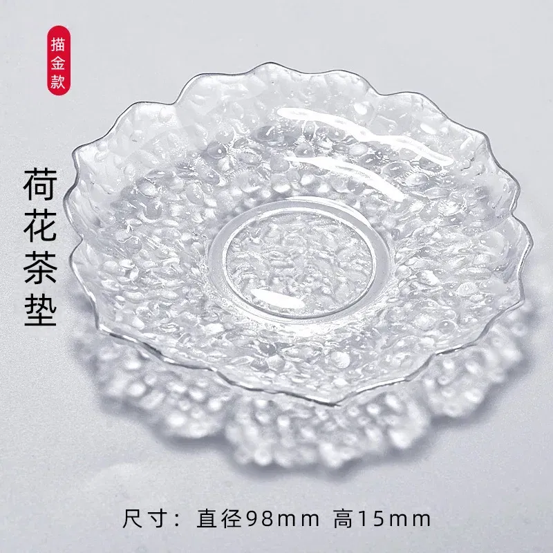 Color: Blue - Japanese Style Round Insulated Glass Tea Mat Saucer Teaware Creative Kung Fu Tea Set Cup Holder Phnom Penh Saucer