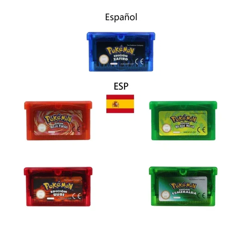 Color: PURPLE - GBA Game 32 Bit Video Game Cartridge Console Card Pokemon Emerald Ruby FireRed LeafGreen Sapphire Multi-language for GBA/NDS
