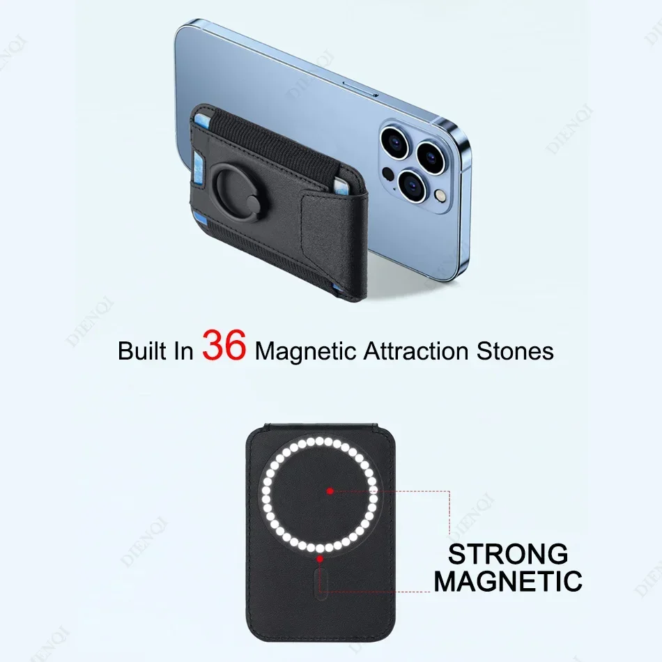Color: Brown, Material: Artificial Leather - Magnetic Phone Case Slim Wallet Pu Leather Ring Phone Stand Men Women Magnet Credit Card Holder for Iphone 12 13 14 15 16 Pro