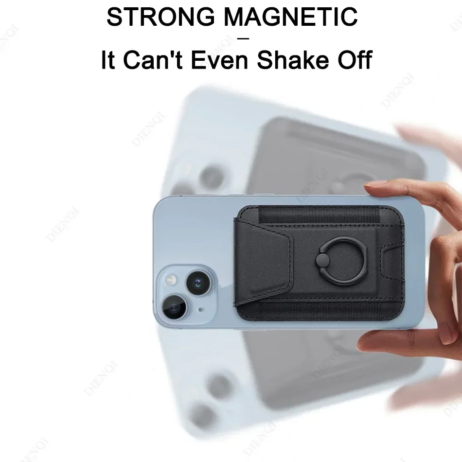 Color: Brown, Material: Artificial Leather - Magnetic Phone Case Slim Wallet Pu Leather Ring Phone Stand Men Women Magnet Credit Card Holder for Iphone 12 13 14 15 16 Pro
