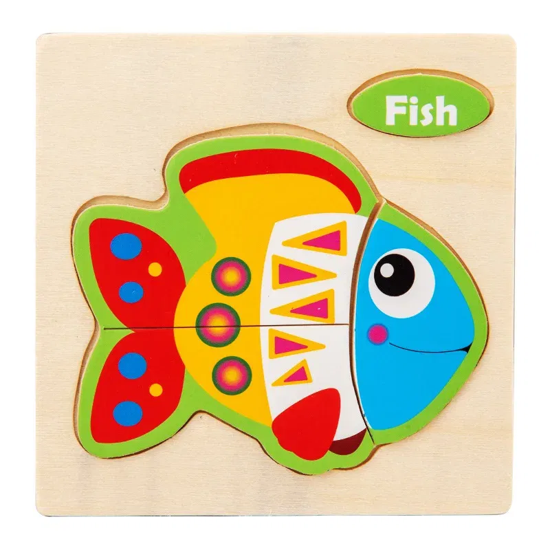 Color: Dark Khaki, Ships From: CHINA - Wooden Puzzle Jigsaw Toys For Children Wood 3d Cartoon Animal Puzzles Intelligence Kids Early Educational Toys for Children