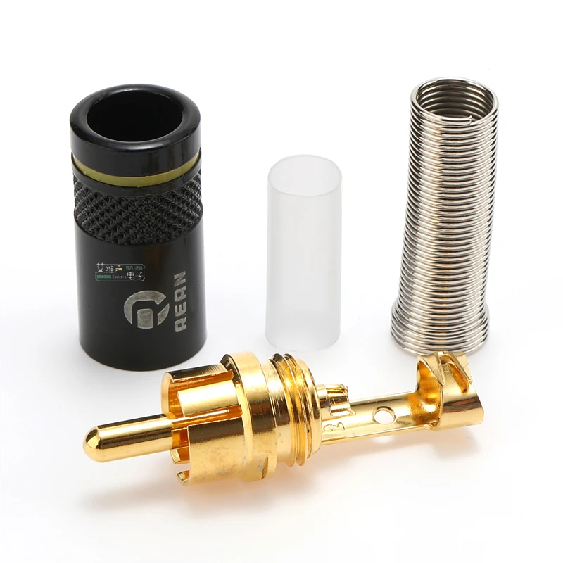 Color: Yellow - Original Neutrik's REAN Gold-plated Phono RCA Connector Audio Video Lotus Plug NYS373 Cable Connector NYS366 with Spring Tail