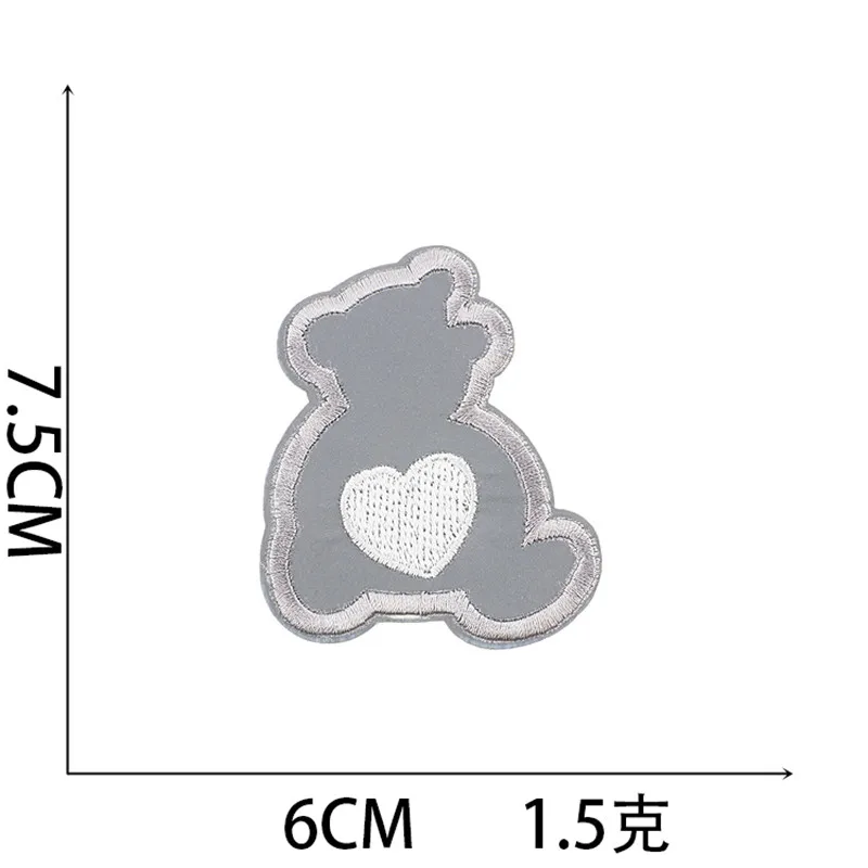 Color: Red - 1pc Reflective Patches For Night Clothing Iron On Star Heart Flower Football Hand Diamond Stickers Diy Jackets Badge Appliques