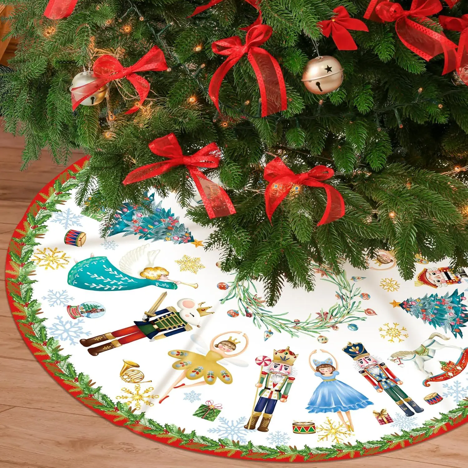 New Christmas Tree Skirt Vibrant Nutcracker Xmas Ornaments Merry Christmas Nativity New Year Home DIY Decorative Supplies Props