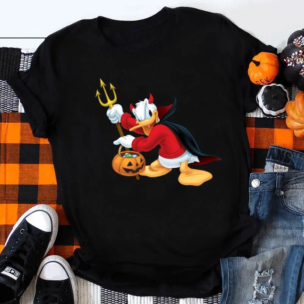 Color: Orange, Kid Size: 2T - Funny Mickey Minnie Mummy Print Disney Children Cotton T Shirts Trick Treat Fashion Halloween Cute Kid Clothes Girls Streetwear