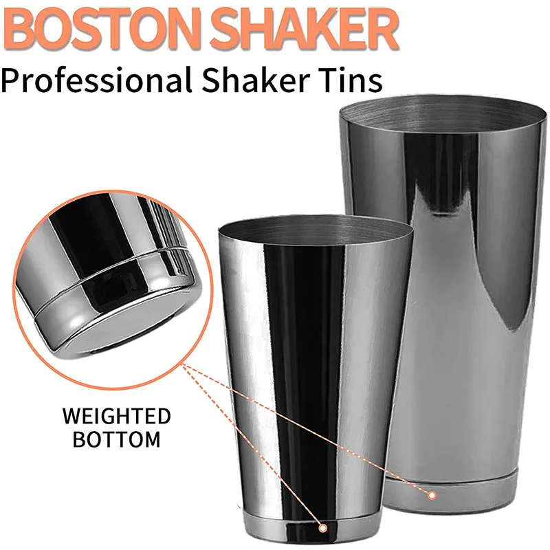 Color: Watermelon red - Stainless Steel Boston Shaker Bar Shaker with different Surface Finish -2 Piece Cocktail Shaker, 15-Ounce and 25-Ounce