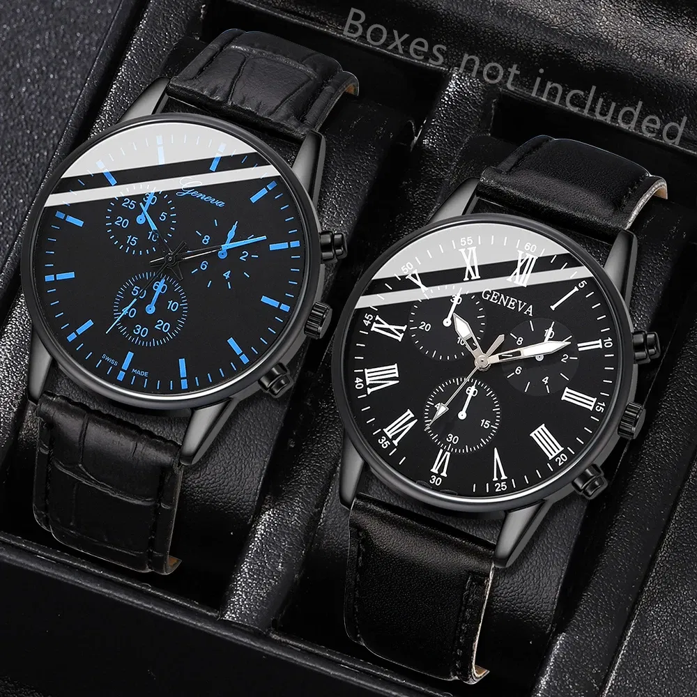 Color: BRONZE - 2PCS Set Couple Fashion Casual Leather Watches Ladies Simple Dial Quartz Wristwatches Dress Clock Montre Femme