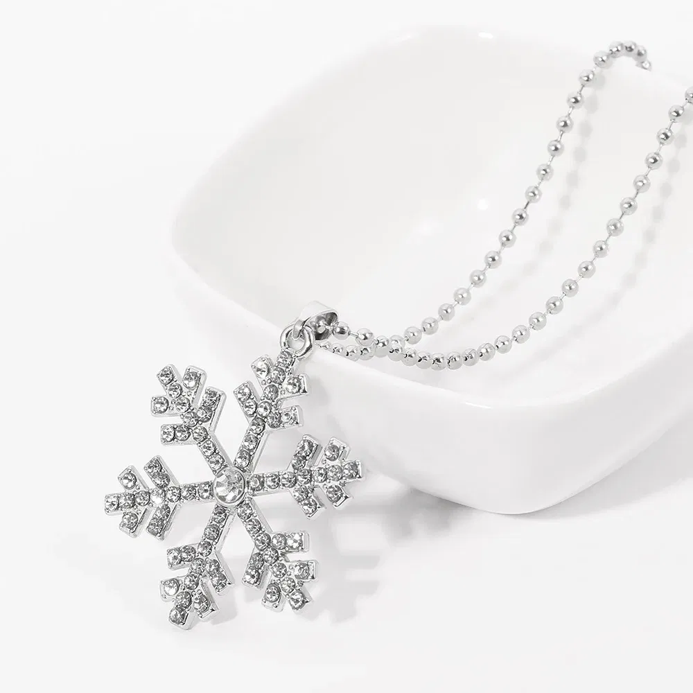 Metal Color: RED-BROWN, Ships From: CHINA - Aesthetic Snowflakes Necklace with Crystal CZ Stone for Women Delicate Winter Accessories Christmas Gifts Fashion Jewelry