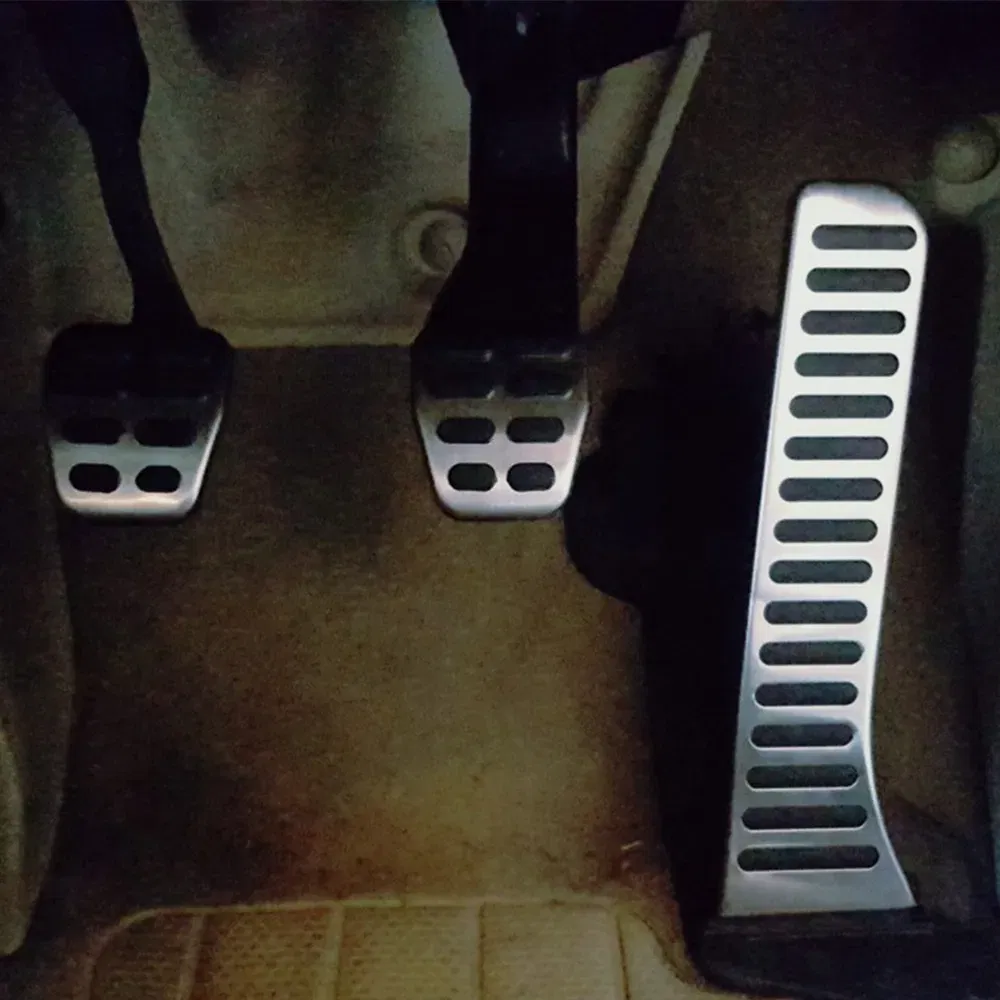 Color Name: WHITE - Jameo Auto Stainless Steel Car Gas Pedal Brake Pedals Cover for Volkswagen VW Caddy 2004 - 2015 Kit Parts Accessories