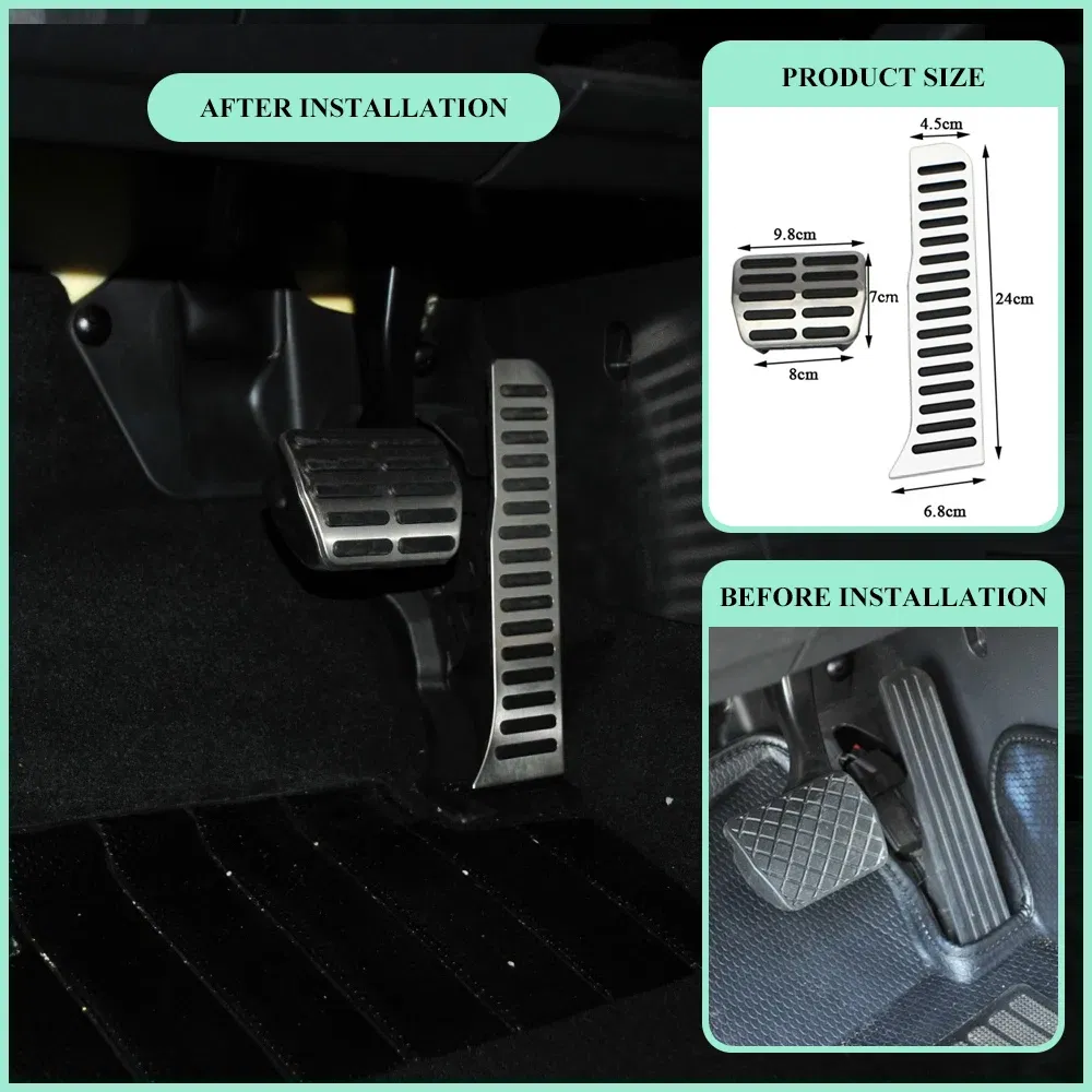 Color Name: WHITE - Jameo Auto Stainless Steel Car Gas Pedal Brake Pedals Cover for Volkswagen VW Caddy 2004 - 2015 Kit Parts Accessories