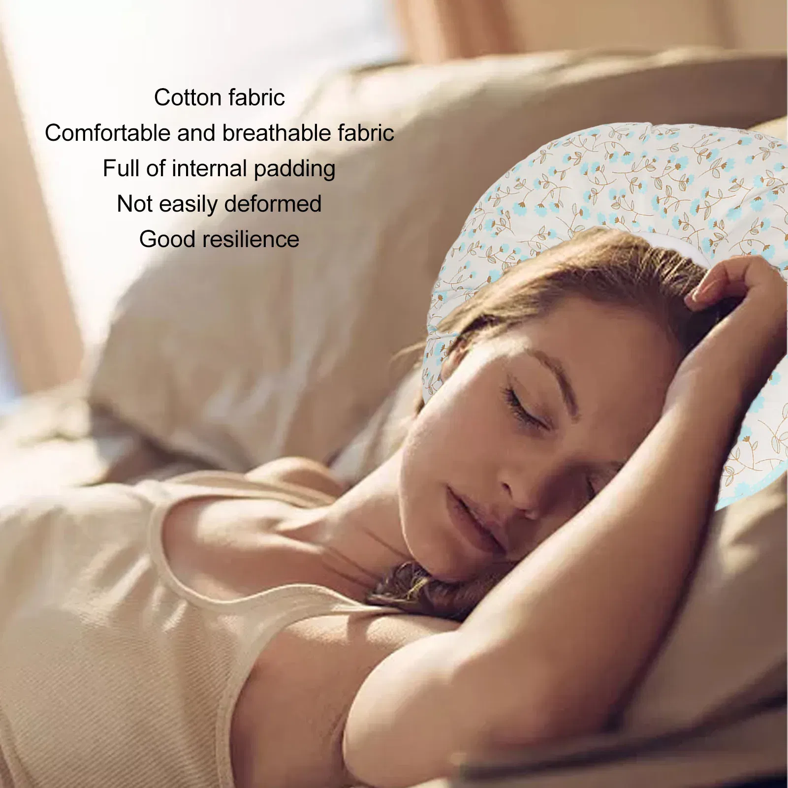 Color: Orange - Ear Pillow Breathable Cotton Piercing Ear Care Pillow Ear Hole Guard Neck Support Side Sleeping Pillow Donut Cushion with Hole