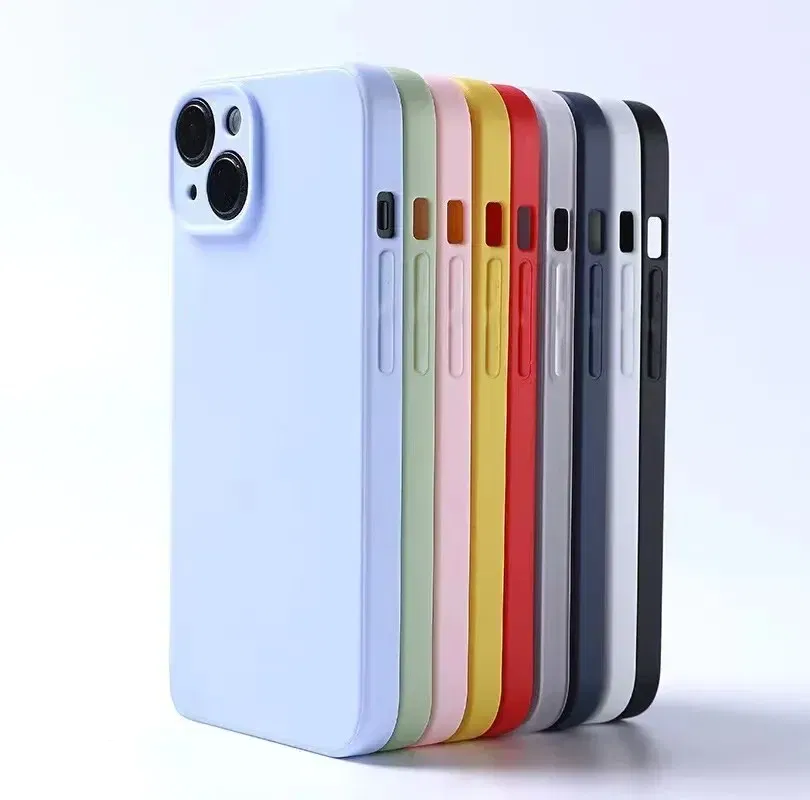 Color: Blue, Material: Plastic - Luxury Silicone Phone Case for iPhone 11 12 13 14 15 Pro Max Mini Soft Candy Cover for iPhone XR XS Max 7 8 Plus SE 2020 Cases